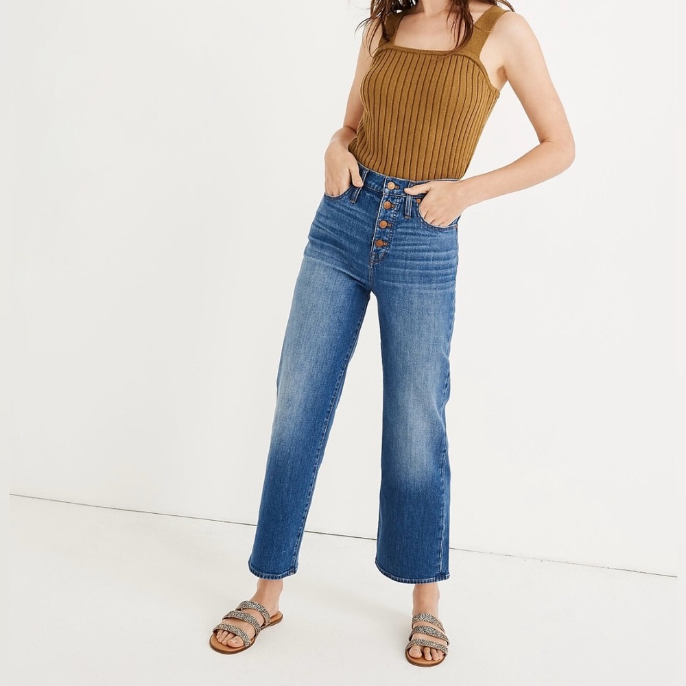 Madewell Slim Wide Leg Jeans, Button Front, Size 23
